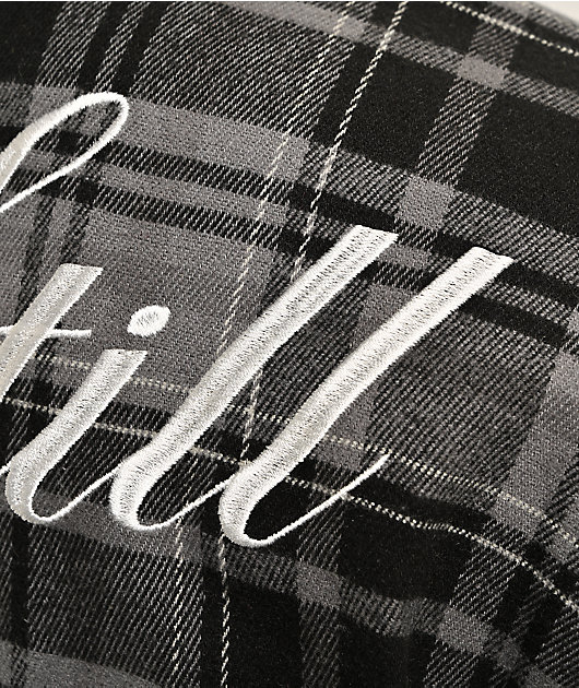 Broken Promises I Still Miss You Black & Grey Flannel Shirt