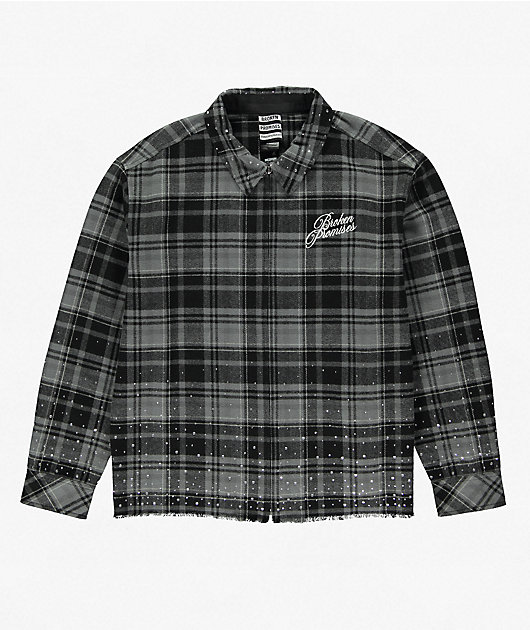 Broken Promises I Still Miss You Black & Grey Flannel Shirt