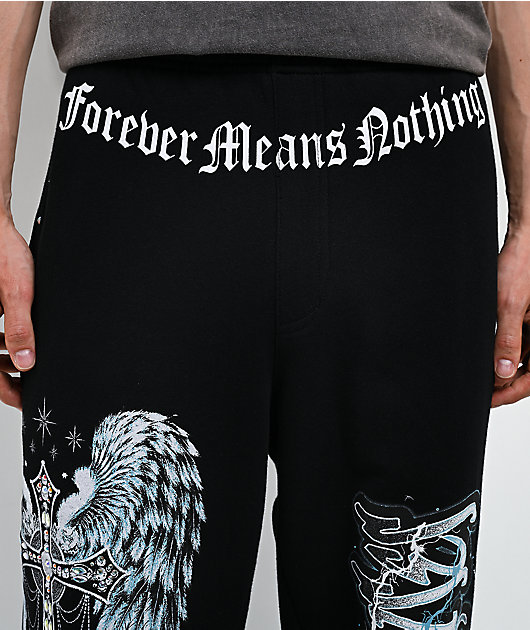 Broken Promises In The Moment Black Baggy Sweatpants