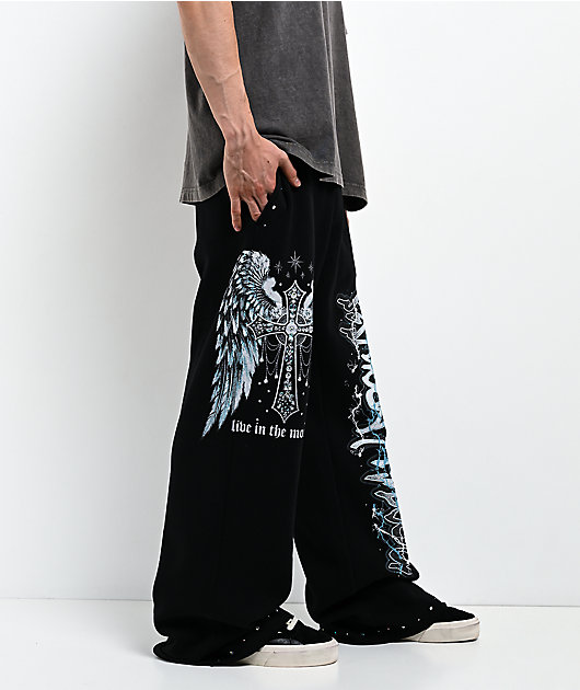 Broken Promises In The Moment Black Baggy Sweatpants