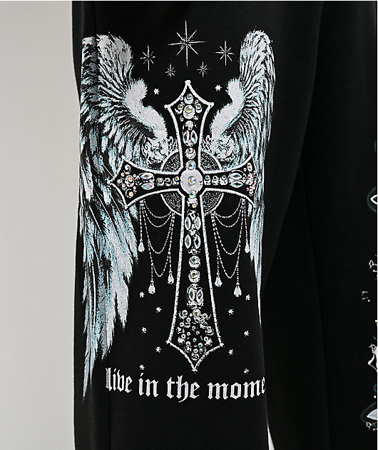 Broken Promises In The Moment Black Baggy Sweatpants
