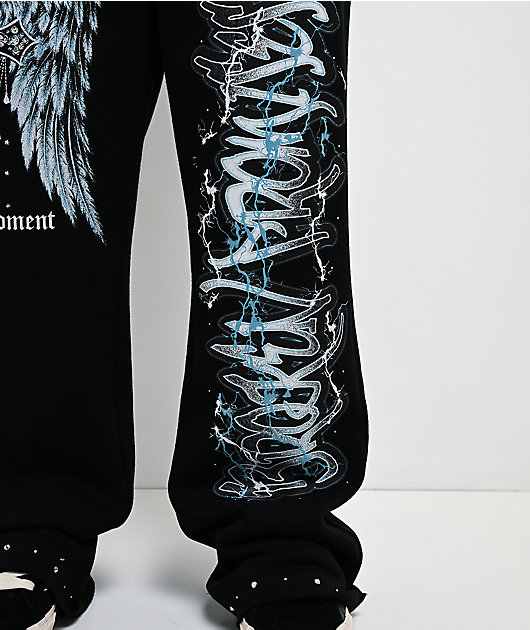 Broken Promises In The Moment Black Baggy Sweatpants