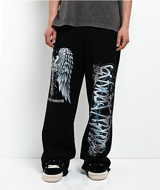 Broken Promises In The Moment Black Baggy Sweatpants