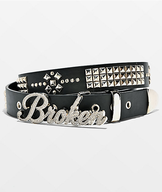Broken Promises In The Moment Studded Black Belt