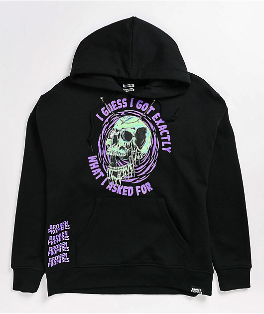 Broken Promises Jinxed Chained Black Hoodie