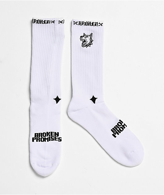 Broken Promises Klassics 3 Pack White Crew Socks