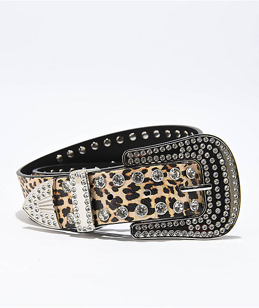 Raviani Leopard Rhinestone Belt Leopard Print Stud & Rhinestone Western Belt | Hot Topic main image 2