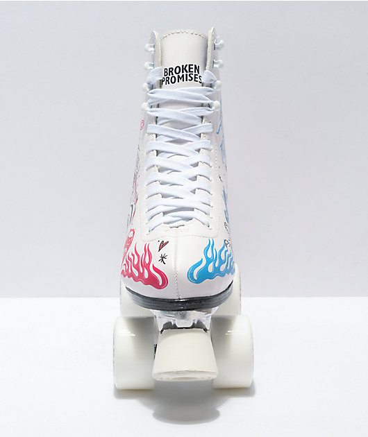 Broken Promises Let's Roll White, Black & Red Roller Skates | Zumiez