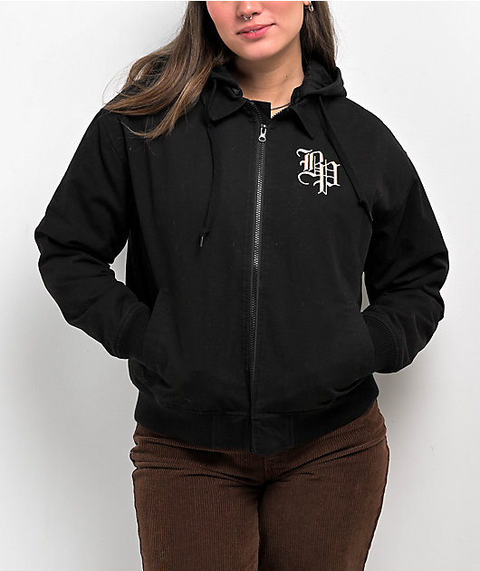 Broken Promises Lock Up Black Hooded Work Jacket