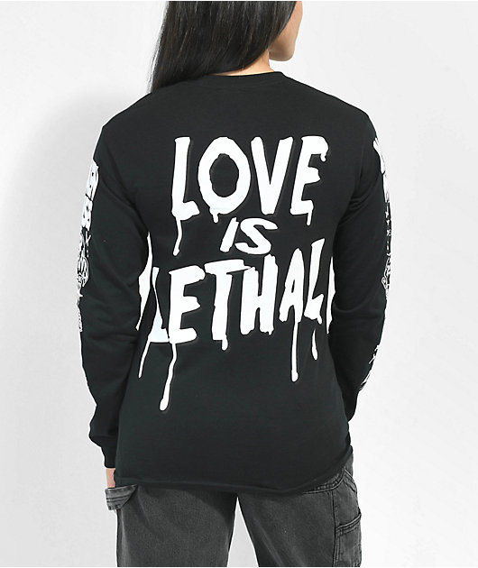Broken Promises Love Is Lethal Black Long Sleeve T-Shirt