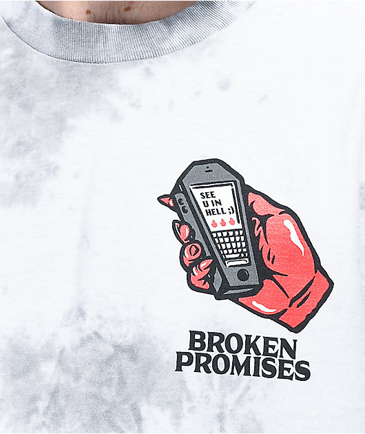 Broken Promises Lucky Lucifer White & Grey Tie Dye T-Shirt