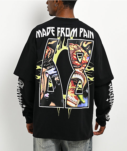 Broken Promises Made From Pain 2fer Black Long Sleeve T-Shirt