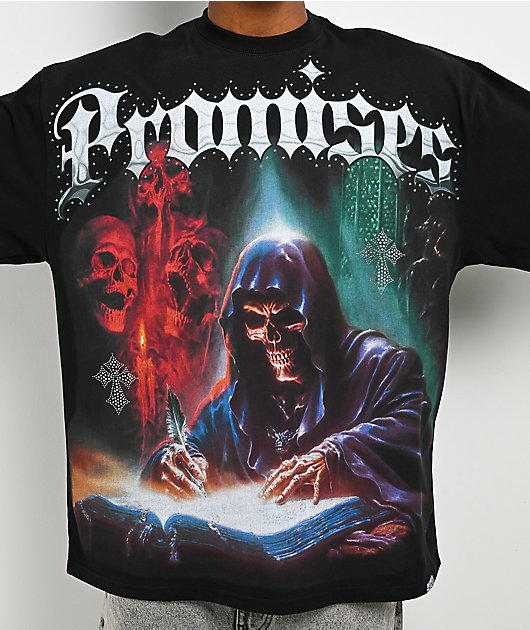Broken Promises Memoir Rhinestone Black T-Shirt