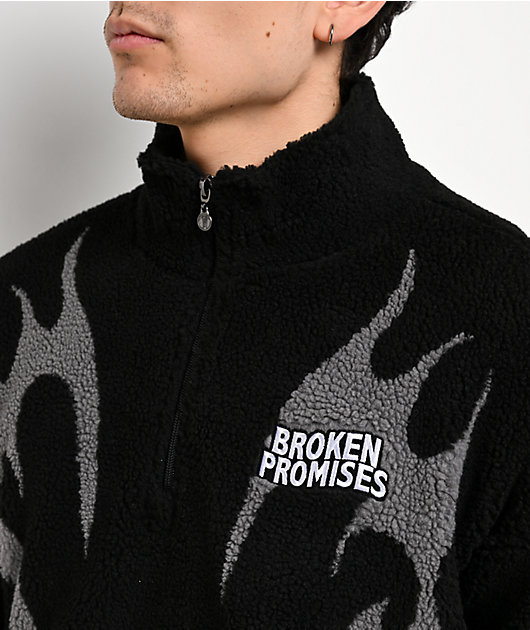 Broken Promises Metal Black Sherpa Quarter Zip Sweatshirt | Zumiez