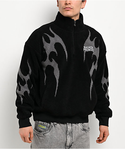 Broken Promises Metal Black Sherpa Quarter Zip Sweatshirt | Zumiez