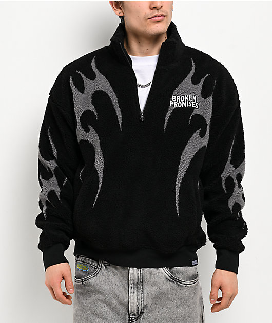 Broken Promises Metal Black Sherpa Quarter Zip Sweatshirt | Zumiez