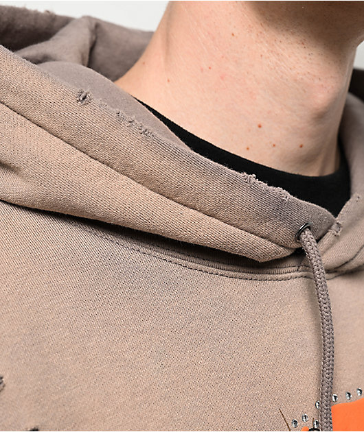 Broken Promises Moon Howler Brown Wash Hoodie