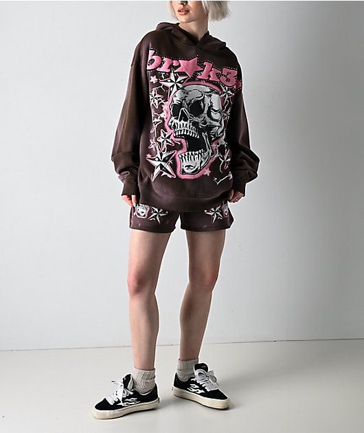 Broken Promises Nautty Brown Wash Hoodie