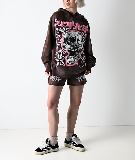 Broken Promises Nautty Brown Wash Sweat Shorts