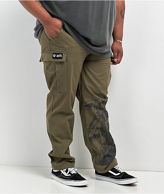 Broken Promises Never Enough Olive Green Cargo Pants