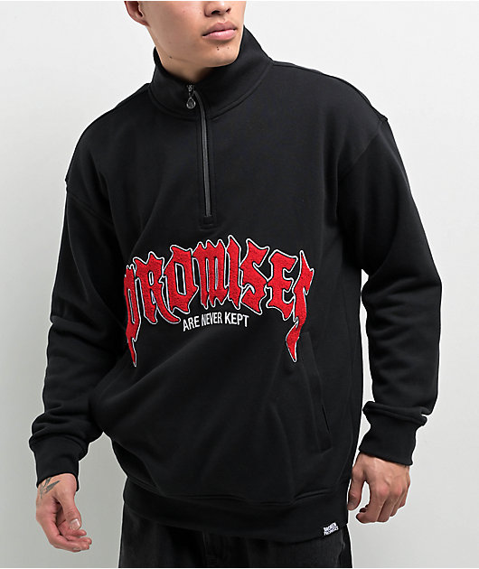 THE WILLARD　Sweet Bad Journey Broken Promises Never Kept Black Quarter Zip Sweatshirt | Zumiez