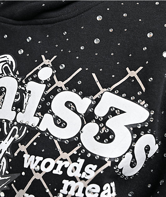Broken Promises Pain And Pleasure Rhinestone Black Hoodie