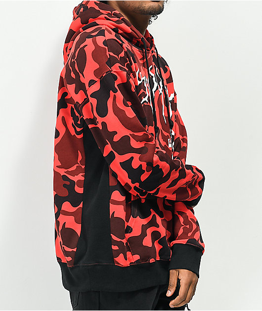 Red black camo hoodie sale