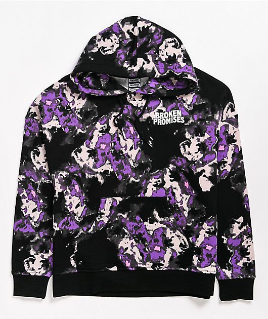 Broken Promises Pyromaniac Black & Purple Tie Dye Hoodie