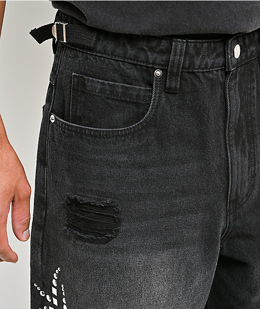 Broken Promises Renegade Black Wash Ultra Wide Leg Jeans
