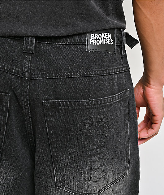 Broken Promises Renegade Black Wash Ultra Wide Leg Jeans