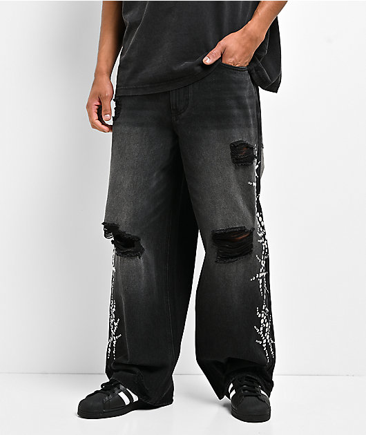 Broken Promises Renegade Black Wash Ultra Wide Leg Jeans