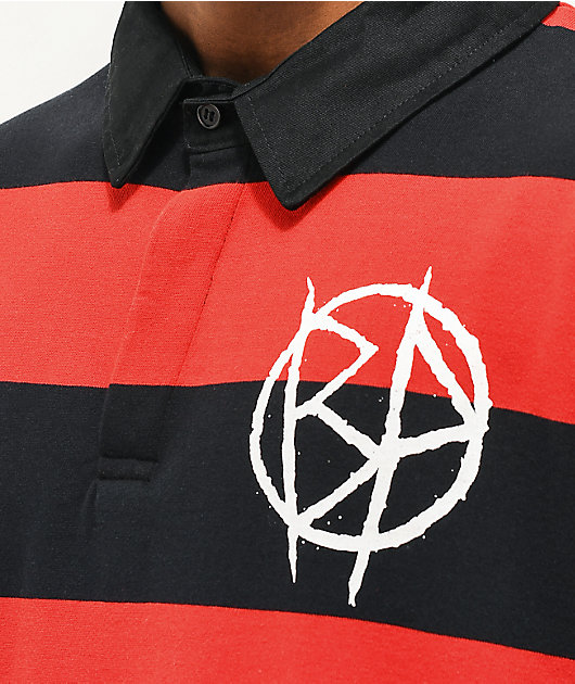 Broken Promises Riot Red & Black Stripe Rugby Shirt | Zumiez