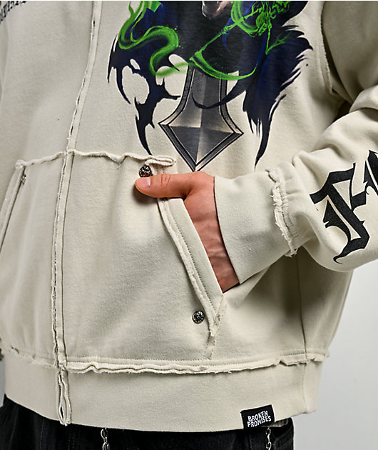 Broken Promises Ritual Natural Boxy Zip Hoodie