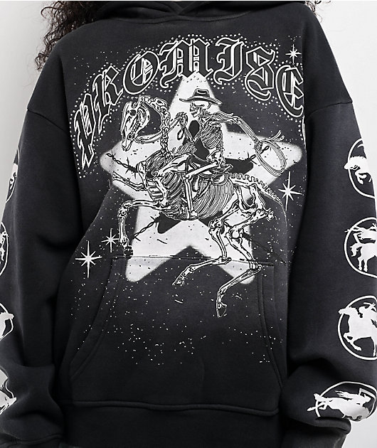 Broken Promises Rodeo Star Black Wash Hoodie