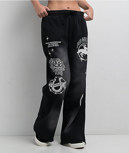 Broken Promises Rodeo Star Black Wash Sweatpants | Zumiez