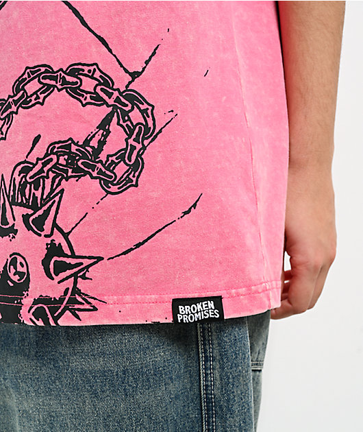 Broken Promises Scorpion Jaw Pink Wash T-Shirt | Zumiez