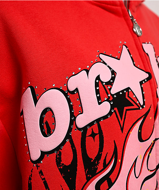Broken Promises Shooting Star Red Body Bag Zip Hoodie