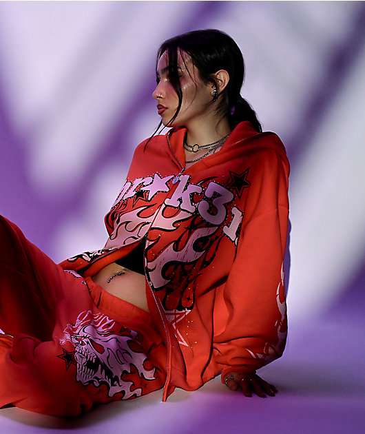 Broken Promises Shooting Star Red Body Bag Zip Hoodie