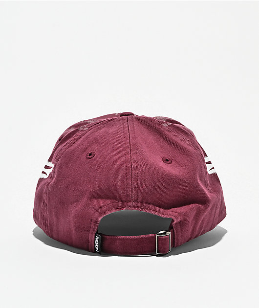 Broken Promises Shred Dark Red Wash Strapback Hat
