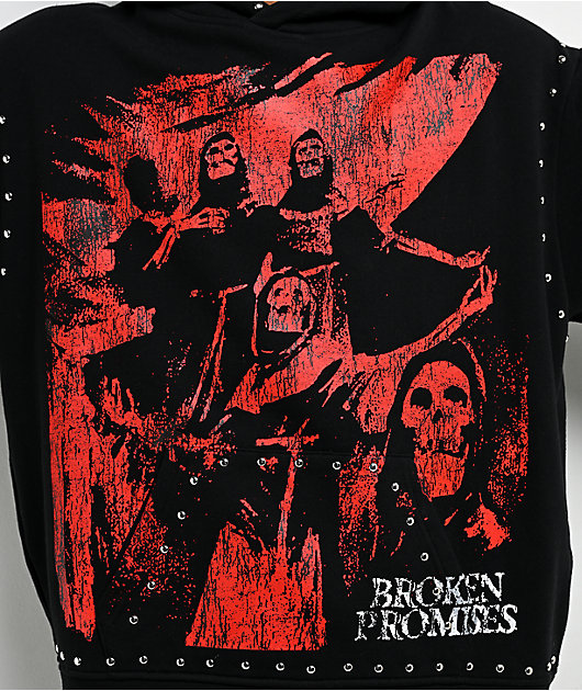 Broken Promises Silence Awaits Studded Black Hoodie