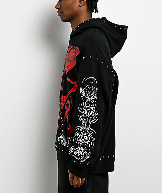 Broken Promises Silence Awaits Studded Black Hoodie