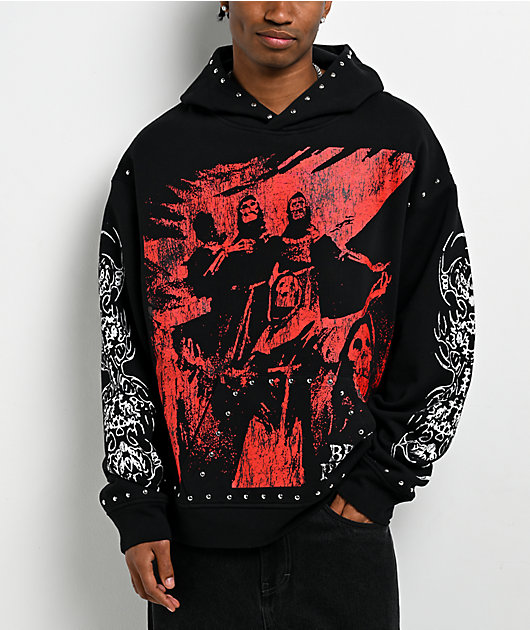 Broken Promises Silence Awaits Studded Black Hoodie