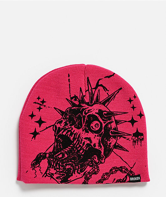 Broken Promises Skull Breaker Pink Skully Beanie | Zumiez