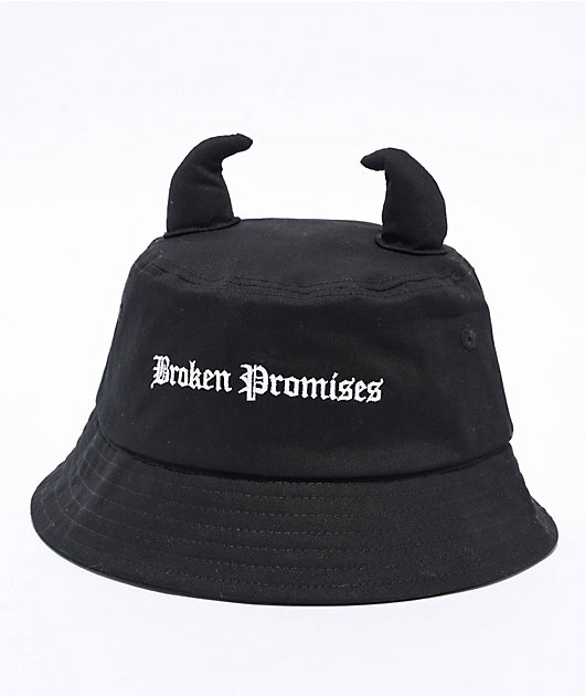 Broken Promises Slogan Horned Black Bucket Hat | Zumiez