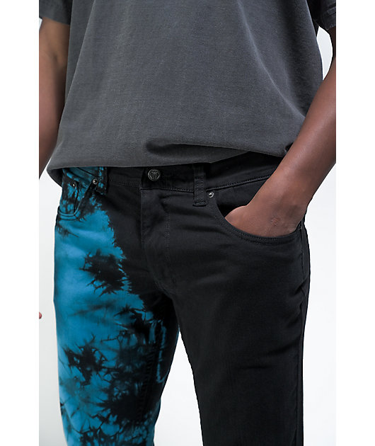 Black Tie-dye cracked-denim straight-leg jeans