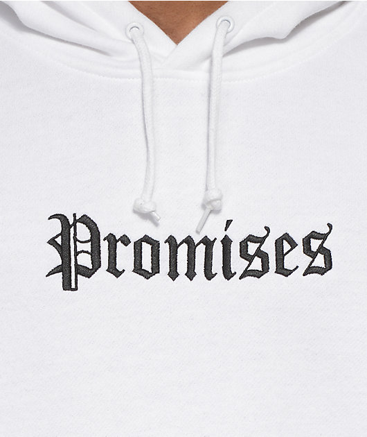 broken promises white hoodie