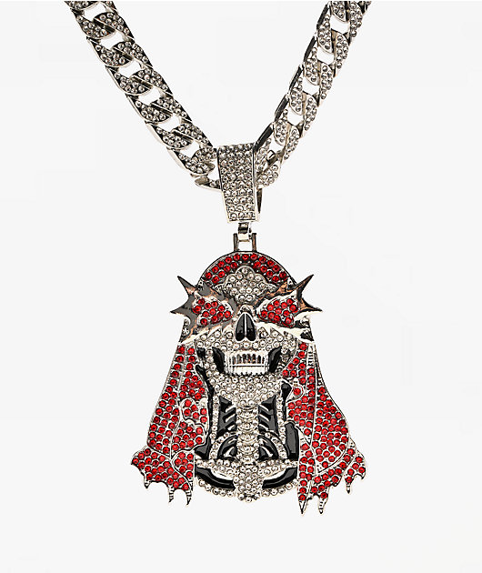 Broken Promises Smoken Reaper 20" Silver Miami Cuban Necklace