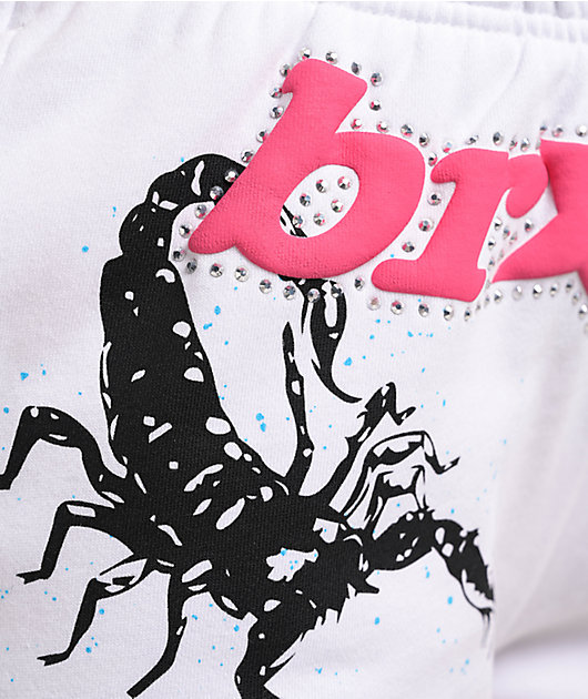 Broken Promises Soulless Rhinestoned White Sweat Shorts | Zumiez