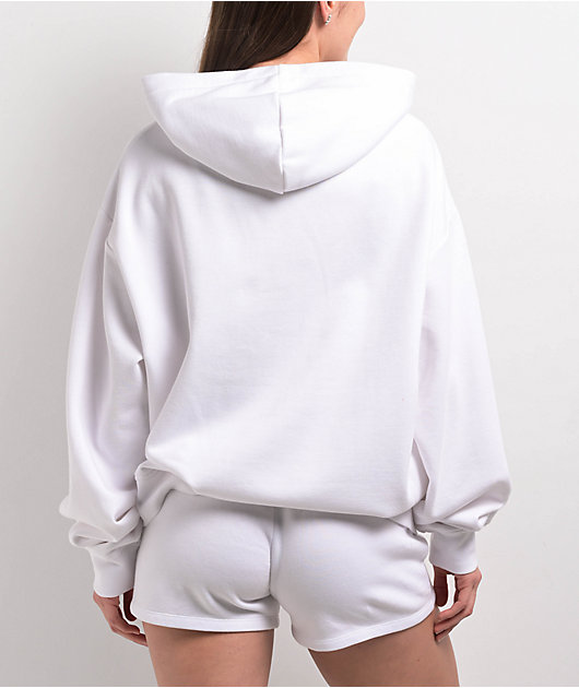 Broken Promises Soulless White Rhinestone Hoodie