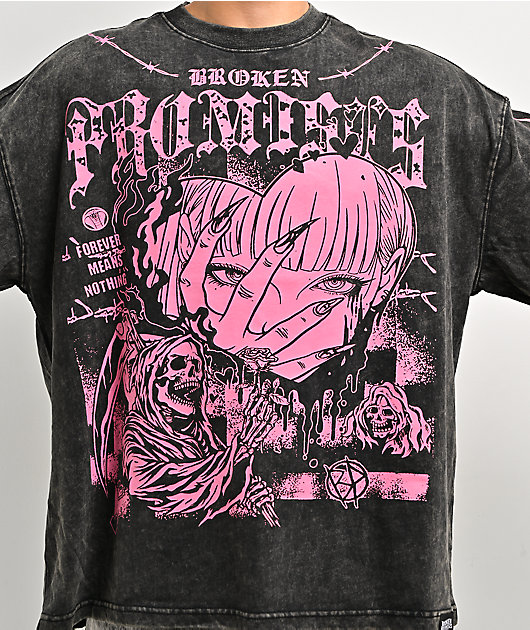 Broken Promises Stiletto Black Wash Long Sleeve T-Shirt